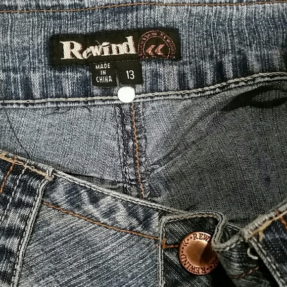 Rewind Juniors Size 13 Skirt Blue Denim Hi Lo 90s Y2K Vintage - Picture 7 of 9